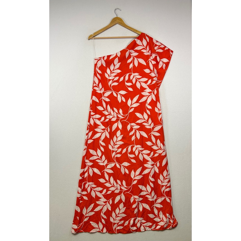 Tropical Vacation Tyche Womens Large Leaf One Shoulder Maxi Dress D-4821